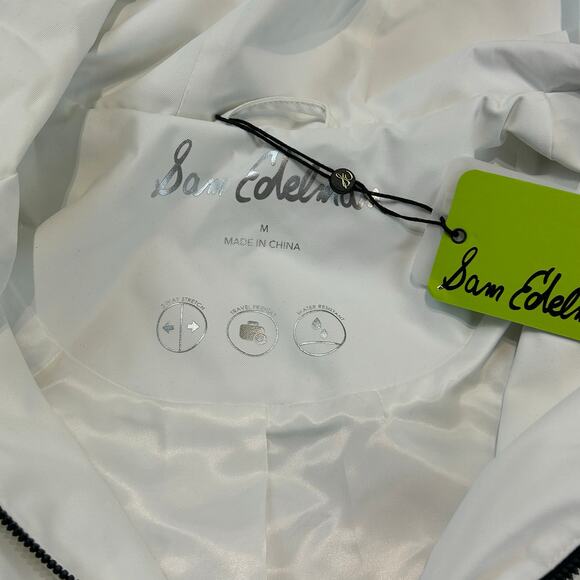 Sam Edelman White Hooded Rain Coat Medium - Picture 6 of 7